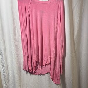 Pink Asymmetrical Oversized Long Sleeve Top